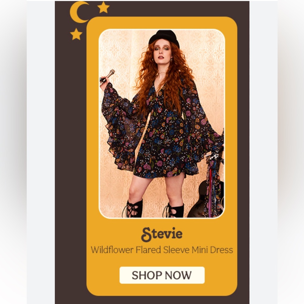 The Hippie Shake Stevie Wildflower Flared Sleeve Mini Dress